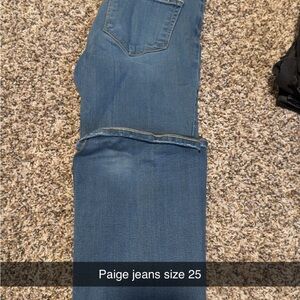 PAIGE Straight Leg Jeans in Medium Blue Wash